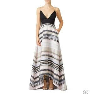 EUC Badgley Mischka Neutral Stripe Gown